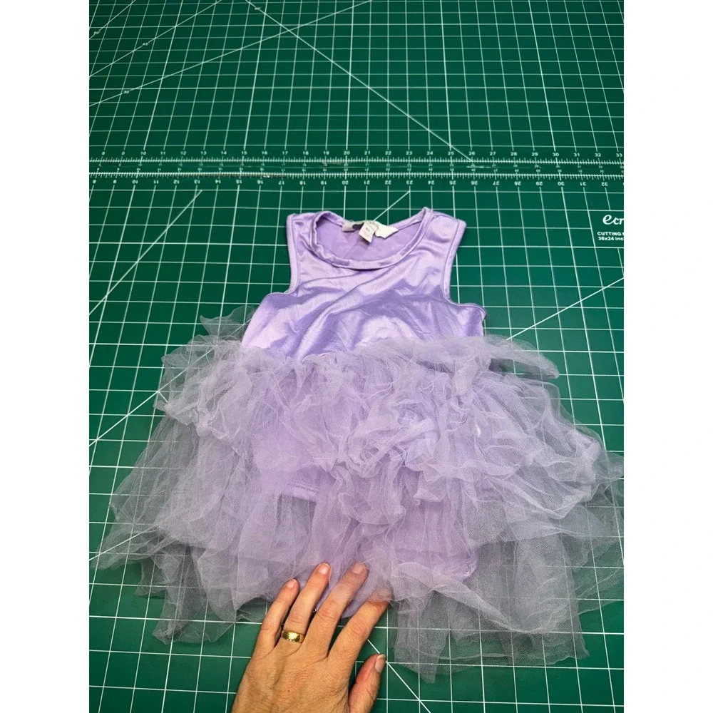 Iloveplum Girls Purple Tutu Leotard Sleeveless Tulle Dance Dress Size 6Y